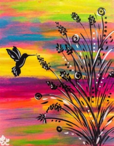 colorful hummingbird painting