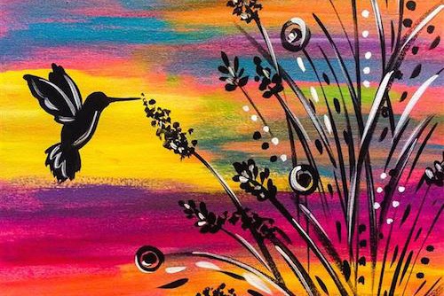 colorful hummingbird painting