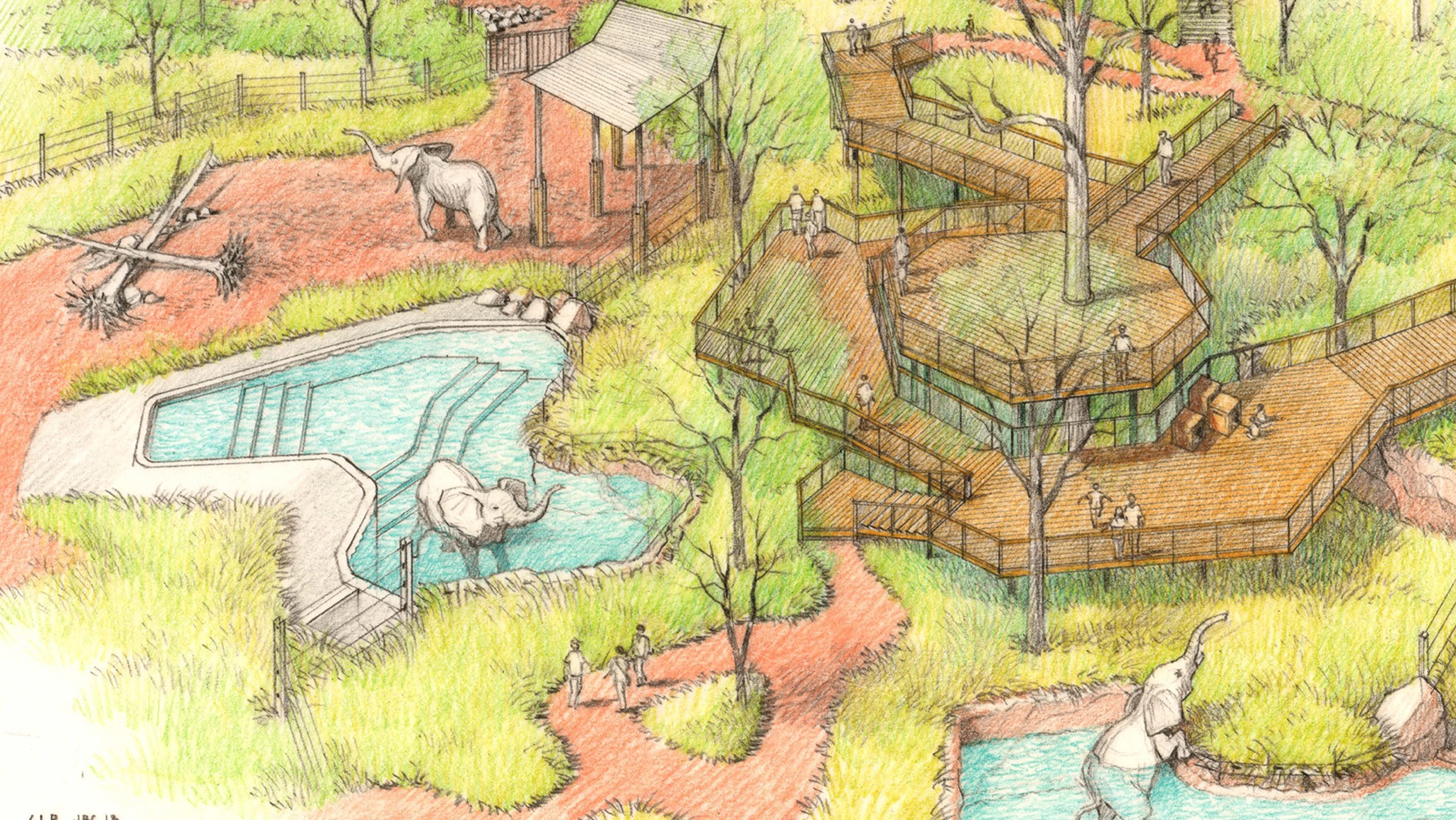 rendering of proposed elephant habitat construction project