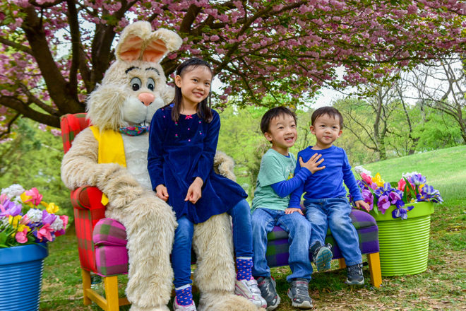 children with easter bunny.