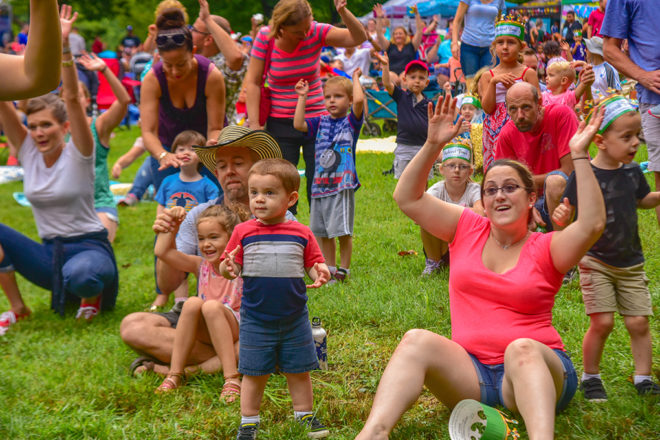 kids and parents dancing