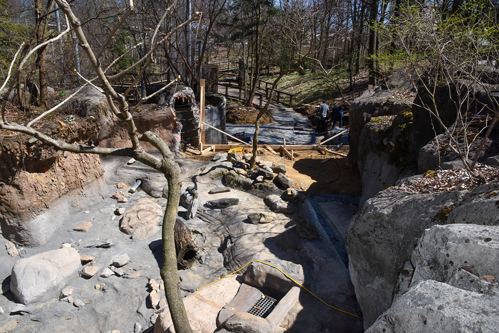 Otter habitat from above, otter pool empty.