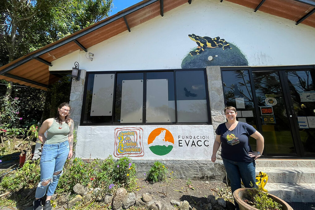 zoo staff in front of evacc foundation building