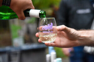 Wine in the wilderness, wine pouring into glass