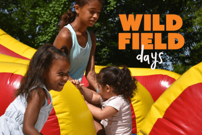 Wild Field Days graphic with kids playing